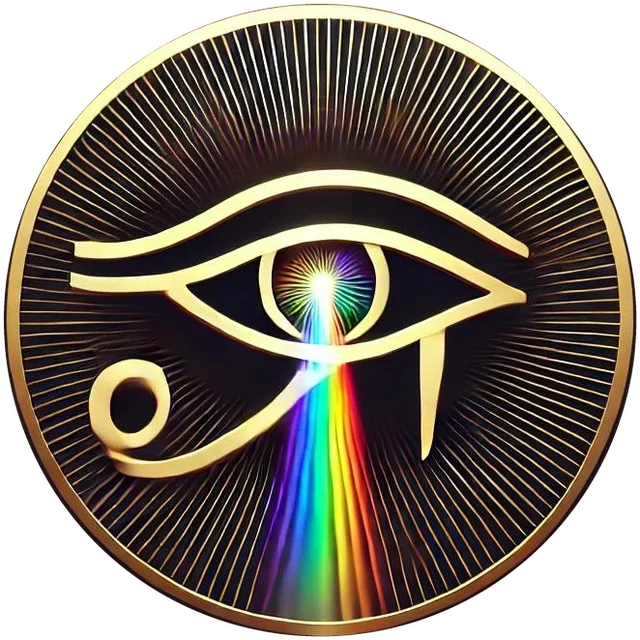 The Lumina Anima mark: an eye releasing a spectrum, in gold